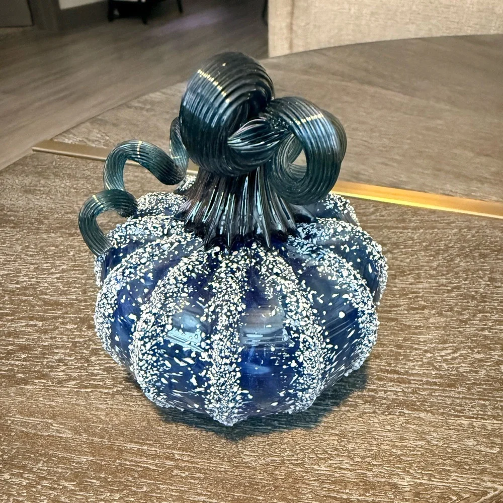 SOLD Blue Glass Frosted Paperweight - Picture 1 of 3